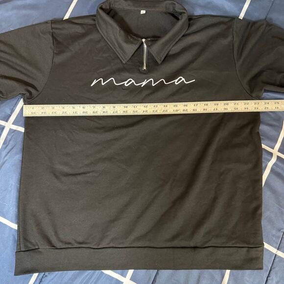 Black "Mama" Quarter-Zip Pullover – Comfy Oversized Sweatshirt Size XL - Picture 5 of 6